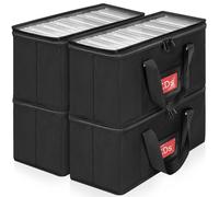 IPEB Borsa di stoccaggio CD/Dvd con Maniglia, Nero, Pacchetto da 4 Pezzi | Tappa trasparente,Per CD e DVD,Scatola di stoccaggio