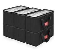 IPEB Borsa di stoccaggio CD/DVD con maniglia, Nero, Pacchetto da 6 pezzi | Tappa trasparente,Per CD e DVD,Scatola di stoccaggio