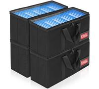 IPEB Custodia per CD/DVD, con maniglia, trasparente, 4-Pack, moderna, nera