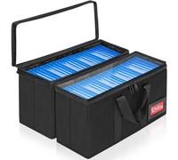 IPEB Custodia per CD, DVD, custodia per CD/DVD, con maniglia, custodia per CD/DVD con coperchio trasparente (custodia per DVD nera, confezione da 2)