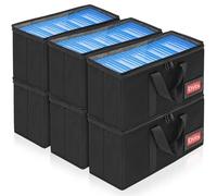 IPEB Custodia per CD, DVD, custodia per CD/DVD, con maniglia, custodia per CD/DVD con coperchio trasparente (custodia per DVD nera, confezione da 6)