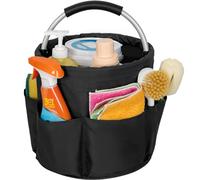 IPEB Organizer per la pulizia con manico, pieghevole, secchiello per la pulizia, borsa per attrezzi di pulizia, multi-tasca, per pulizie e governanti, nero
