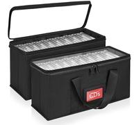 IPEB Scatola per CD, 2 scatole CD, custodia per CD (34 x 16 x 14 cm), per un totale di 40 CD, custodia per CD con maniglia, custodia per CD con coperchio trasparente per un facile accesso