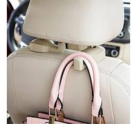 IPELY Universal Car Vehicle Sedile posteriore Poggiatesta Gancio per supporto per borsa Borsa Panno per la spesa (Beige scuro - Set di 2)