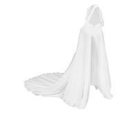 IPENNY Mantello in tulle con cappuccio, stile vintage, gotico, lungo, in tulle, per Halloween, fantasma, vampiro, matrimonio, sposa, strega, strega, vittoriano, feste in maschera (bianco)