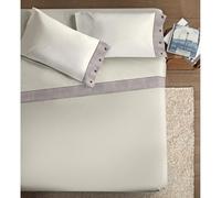 Ipersan Completo Letto Naturale Una Piazza e Mezzo, lenzuola 100% Cotone con Bordo in Lino Spigato, Beige