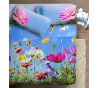 IPERSAN Parure Lenzuola Matrimoniale, 100% Cotone Percalle, 1 Lenzuolo sopra 260x300cm + 2 Federe 83x52cm, Fantasia Floreale, Balza Reverse, Stampa Digitale ad Alta Risoluzione, Made in Europe