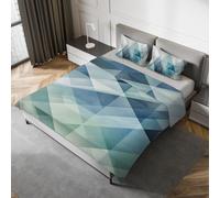 IPERSAN Parure Lenzuola Matrimoniale, 100% Cotone Percalle, 1 Lenzuolo sopra 260x300cm + 2 Federe 83x52cm, Fantasia Geometrica, Balza Reverse, Stampa Digitale ad Alta Risoluzione, Made in Europe