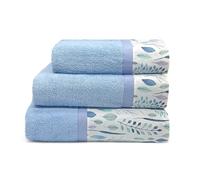 IPERSAN Set Asciugamani Corallo 3 Pezzi in Puro Cotone 450 g/m² - Spugna Viso 60x110 cm, Ospite 40x60 cm e Telo Bagno 100x150 cm con Bordo Decorativo a Fantasia Foglia, Morbidi e Assorbenti