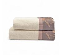 IPERSAN Set Asciugamani Gigliola 2 Pezzi in Puro Cotone 450 g/m² - Spugna Viso 60x110 cm e Ospite 40x60 cm con Bordo Decorativo a Fantasia Floreale, Morbidi e Assorbenti