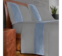 IPERSAN Set Completo Lenzuola Matrimoniali, 100% Cotone, 1 Lenzuolo da sopra 260x290cm + 1 Lenzuolo da sotto 180x200cm + 2 Federe 83x52cm, con Bordo Colorato in Raso, Made in Europe