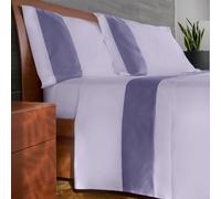 IPERSAN Set Completo Lenzuola Matrimoniali, 100% Cotone, 1 Lenzuolo da sopra 260x290cm + 1 Lenzuolo da sotto 180x200cm + 2 Federe 83x52cm, con Bordo Colorato in Raso, Made in Europe