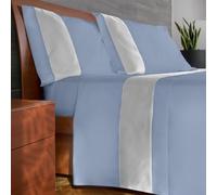 IPERSAN Set Completo Lenzuola Matrimoniali, 100% Cotone, 1 Lenzuolo da sopra 260x290cm + 1 Lenzuolo da sotto 180x200cm + 2 Federe 83x52cm, con Bordo Colorato in Raso, Made in Europe