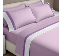 Ipersan Set Completo Lenzuola Matrimoniali, 100% Cotone, 1 Lenzuolo da sopra 260x290cm + 1 Lenzuolo da sotto 180x200cm + 2 Federe 83x52cm, con Doppia Balza in Raso, Made in Europe