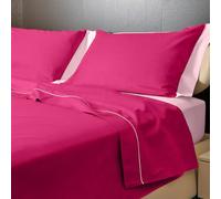 Ipersan Set Completo Lenzuola Matrimoniali, 100% Cotone Percalle, 1 Lenzuolo da sopra 240x290cm + 1 Lenzuolo da sotto 180x200+25cm + 2 Federe 83x52cm, Tinta Unita, Doppia Colorazione, Made in Europe