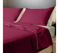 Ipersan Set Completo Lenzuola Matrimoniali, 100% Cotone Percalle, 1 Lenzuolo da sopra 240x290cm + 1 Lenzuolo da sotto 180x200+25cm + 2 Federe 83x52cm, Tinta Unita, Doppia Colorazione, Made in Europe