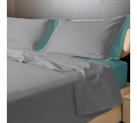 Ipersan Set Completo Lenzuola Matrimoniali, 100% Cotone Percalle, 1 Lenzuolo da sopra 240x290cm + 1 Lenzuolo da sotto 180x200+25cm + 2 Federe 83x52cm, Tinta Unita, Doppia Colorazione, Made in Europe