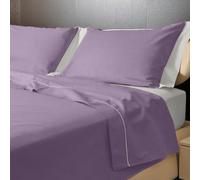 Ipersan Set Completo Lenzuola Singolo, 100% Cotone Percalle, 1 Lenzuolo da sopra 160x290cm + 1 Lenzuolo da sotto 90x200cm + 1 Federa 83x52cm, Tinta Unita Double Color con Sbieco Coordinato