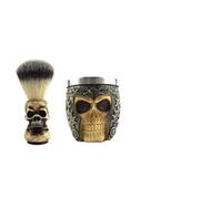Ipetboom 1 Impostato spazzola per barba a teschio beard brush barbieri Shavers per uomini sposo signore toelettatura baffi spazzola da uomo kit barba da uomo kit barba per uomo Metallo