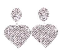 Ipetboom 1 Paio Amo orecchini orecchino lucido orecchini di strass per le donne a cuore gioielli per le orecchie grandi Bellissimi da donna lega Argento