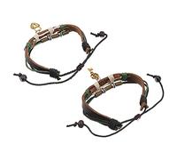 Ipetboom 1 Paio coppia bracciale in pelle delicato polso braccialetto a catena braccialetto di corda intrecciata braccialetto a maglia corda a mano Pelle bovina Marrone