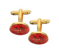 Ipetboom 1 Paio Gold Double Happy Geblinks del matrimonio Guocchi di smoking bottoni del polsino dello sposo bottoni dei polsini della camicia gemelli per lo sposo rame rosso