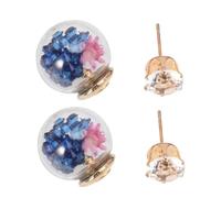 Ipetboom 1 Paio Orecchini a sfera di Purcone Doppio di grandi dimensioni orecchini dormienti piccolo decorazione dell'orecchio orecchino di fiori secchi Bicchiere Blu