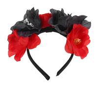 Ipetboom 1 Pz. Fascia Per Con Teschio Di Fiori Artificiali Ghirlanda Di Halloween Floreale Copricapo Di Del Cranio Accessori Per Floreali Fiore D'epoca Rosso