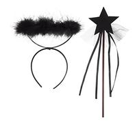 Ipetboom 1 Set Angelo Cosplay Fascia Per Costume Da Fata Di Halloween Forniture Cosplay Per Gruppo Musicale Delirio Copricapo Da Donna Degli Anni '20 Ragazza Black Plastica