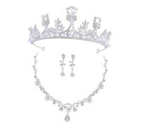 Ipetboom 1 Set Collana Orecchio Clip Per La Bambina Diademi Per Le Ragazze Di Strass Fascia Bambina Fascia Di Compleanno Corone Per I Bambini Strass
