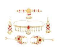 Ipetboom 1 set di accessori per la danza del ventre da donna, set di gioielli per danzatrice del ventre indiana con catena a forma di testa di moneta, orecchini pendenti a lampadario, braccialetto con