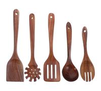 Ipetboom 1 set di utensili in legno: kit di spatole in legno per cucinare - Gli utensili da cucina includono cucchiaio resistente al calore, spatola, mestolo e forchetta da portata