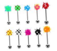 Ipetboom 10 pezzi Piercing Lingua in Sicuri per Decorazioni Tattoo Linguale Superficie Lucida e Resistente Adatti per Party e Fotografia Colore Casuale Colore Casuale