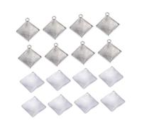 Ipetboom 100 pezzi Basi Quadrate in Lega Argento Antico per Decorazioni da Parete Pendenti per Casa Te Base Porta Cabochon con Patch in Vetro Ornamenti Creativi per Soggiorno e Veranda