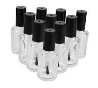 Ipetboom 10pezzi Bottiglie Di Vetro Vuote Tappo Spazzola Morbida Contenitori Trasparenti Per Campioni Di Smalto Art Per Olio Per Cuticole e Smalto Gel Da Viaggio
