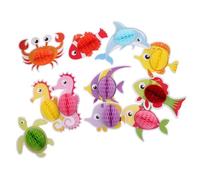 Ipetboom 11pezzi Decorazioni Tema Oceano Pesci Tropicali per Feste Estive in Spiaggia e Piscina Centrotavola Palla Nido a Rete Decorazioni da Appendere per Feste Tema Luau sotto Mare