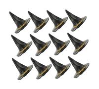 Ipetboom 12 mini cappelli per l'artigianato atelier cappelli halloween mano sinistro Quale cappello da Decorazioni per la casa Halloween mini cappello plastica Nero