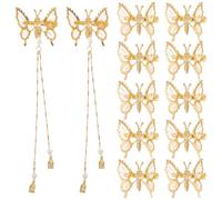 Ipetboom 12 pezzi 3D fermagli per a farfalla forcine decorative con nappa accessori per in metallo morsetti laterali a becco d'anatra per matrimonio sposa