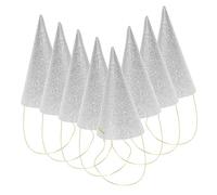 Ipetboom 12 Pezzi Cappelli Cono Compleanno con Glitter Argento Taglia per Adulti Decorazioni Festa Luminosi con Design Reale e Nastro per Feste Compleanno Bambina e Ragazza
