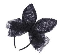 Ipetboom 1pezzi Fascia Per Capelli in Pizzo Orecchie Da Coniglio Ornamento Per Capelli Fiocco Adatto Per Feste Di Halloween Cosplay Spettacoli Teatrali Feste Di Compleanno Nero