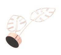 Ipetboom 1pezzi Portamemo da Tavolo in Metallo Stile Foglia Monstera Rosa con Base Stabile Fermacarte Multifunzione per Foto Biglietti e Appunti Supporto Decorativo per Casa Ufficio e Event