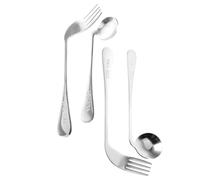 Ipetboom 1set Utensili Curvi Inossidabile Per Pazienti Anziani Cucchiaio e Forchetta Angolati Per Pasti Autonomi Cucchiai Forchette Design Creativo Per Facilità Uso e Comfort