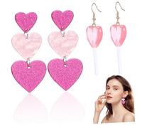 Ipetboom 2 Paia Amo orecchini cuore d'amore orecchini delle ragazze orecchini cardiaci a forma di perline orecchini di per le donne orecchini dell'amante resina