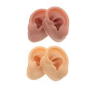 Ipetboom 2 Paia Modelli Orecchio in Silicone Flessibile e Resistente Simulazione Realistica per Esposizione Orecchini e Pratica Piercing Chiara e Scura