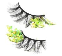 Ipetboom 2 Pezzi Ciglia Finte Con Paillettes Colorate Duo Borgogna Rivestimento Impostore Trucco Kit Cluster Di Ciglia Bigodino Glitter Grappoli Di Ciglia Sottili Yellow Fibra