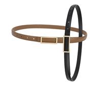 Ipetboom 2 Pezzi Cintura D'epoca Signore Donne Con Cintura Marrone Sottile Causale Elastica Per Le Donne Da Donna Vintage a Cricchetto Metallo