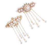 Ipetboom 2 Pezzi Fermagli per Capelli con Nappa e Strass Clip in Metallo Piccole con Frangia di Perle Accessori Retrò Stile Palazzo Cinese per Matrimoni e Eventi Eleganti