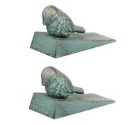 Ipetboom 2 Pezzi Fermaporta a Forma di Volatile in Ghisa Verde Chiaro Cuneo per Porta Esterna e Interna per Camera da Letto Bagno e Giardino