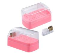 Ipetboom 2 Pezzi Nail Art Head Grinding Box Nail Drill Organizer Nail Bit Holder Case Nail Drill Bit Display Nail Drill Bit Stand Nail Drill Bit Case Nail Drill Bit Cleaner Brush Plastica