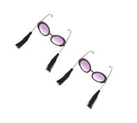 Ipetboom 2 Pezzi Occhiali Sole Vintage Tondi con Pendente Occhiali Stravaganti per Montatura